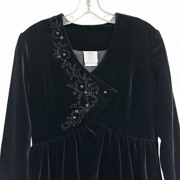 Vintage Laura Ashley Velvet Babydoll Midi Dress Sz 8 Whimsy Goth Witchy Modest - Picture 3 of 8